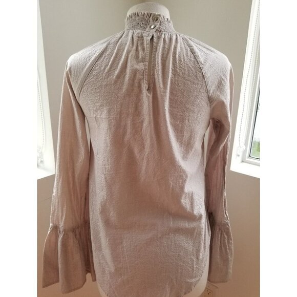 Belle & Sky blouse High Neck Size Small - Long bell Sleeves- Gray - Picture 6 of 7
